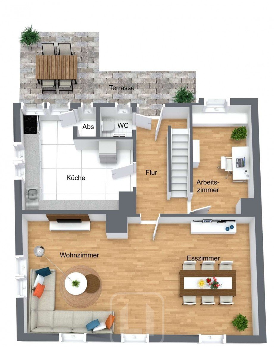 3D Grundriss EG Einfamilienhaus Calw