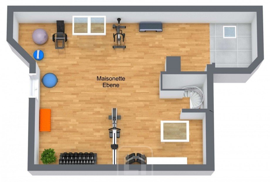 3D-Grundriss Maisonette-Ebene Maisonettewohnung Ehningen
