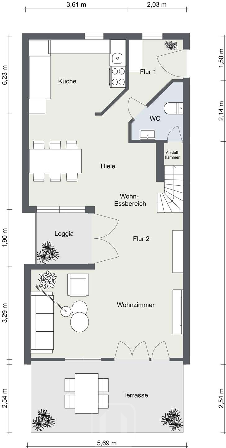 2D Grundriss Dachgeschoss Maisonettewohnung Renningen