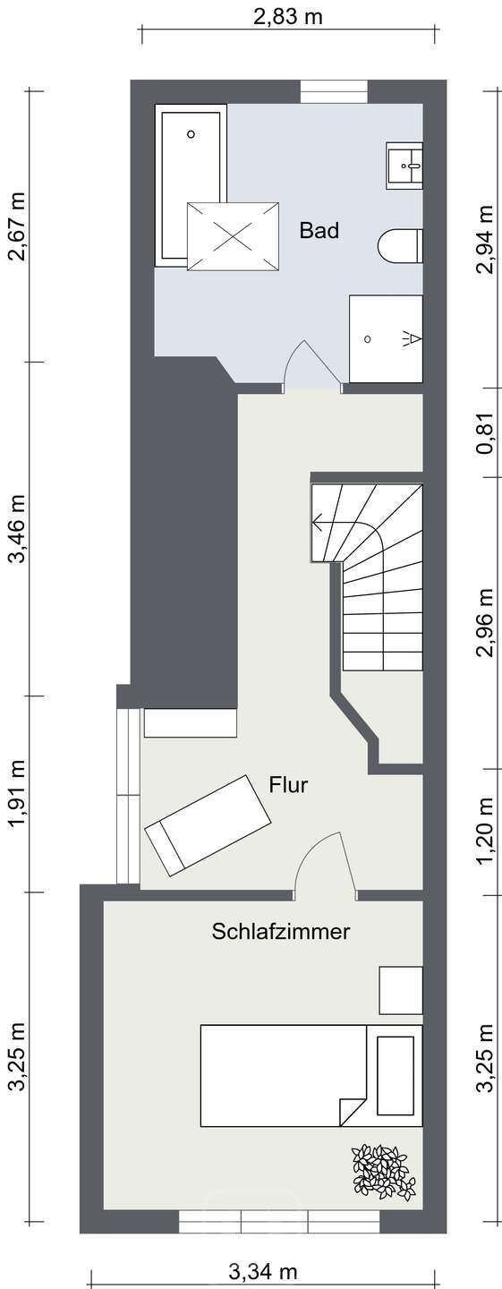 2D Grundriss Spitzboden Maisonettewohnung Renningen