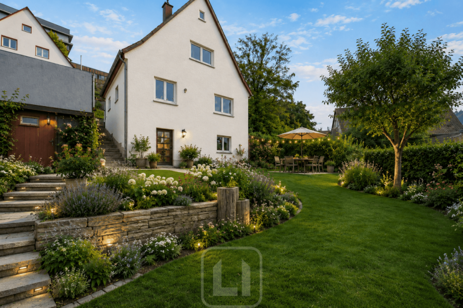 Au�enansicht mit Garten Einfamilienhaus Calw