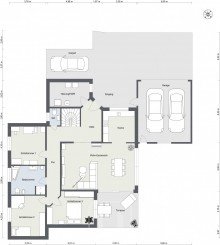 2D-Grundriss Erdgeschoss Familienfreundlicher Bungalow mit Pool | 2 Etagen | Doppelgarage & Stellpl�tze