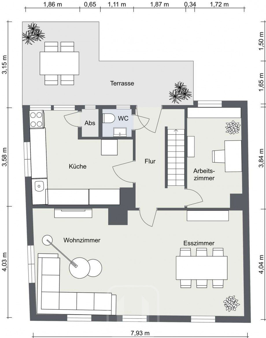2D Grundriss EG Einfamilienhaus Calw