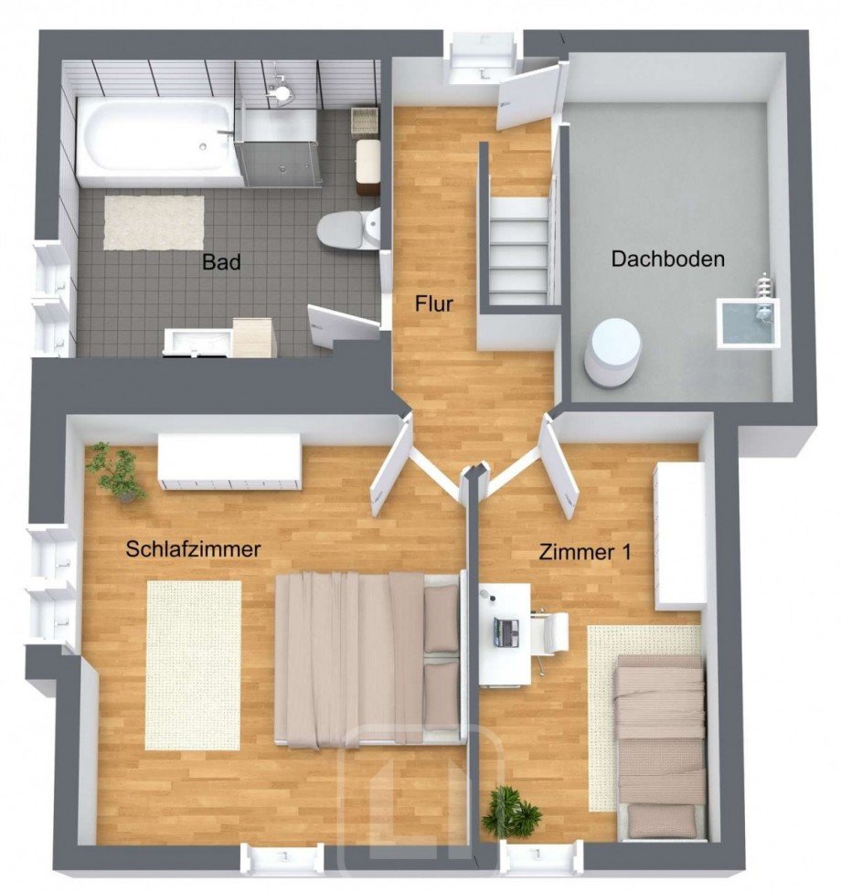3D Grundriss OG Einfamilienhaus Calw