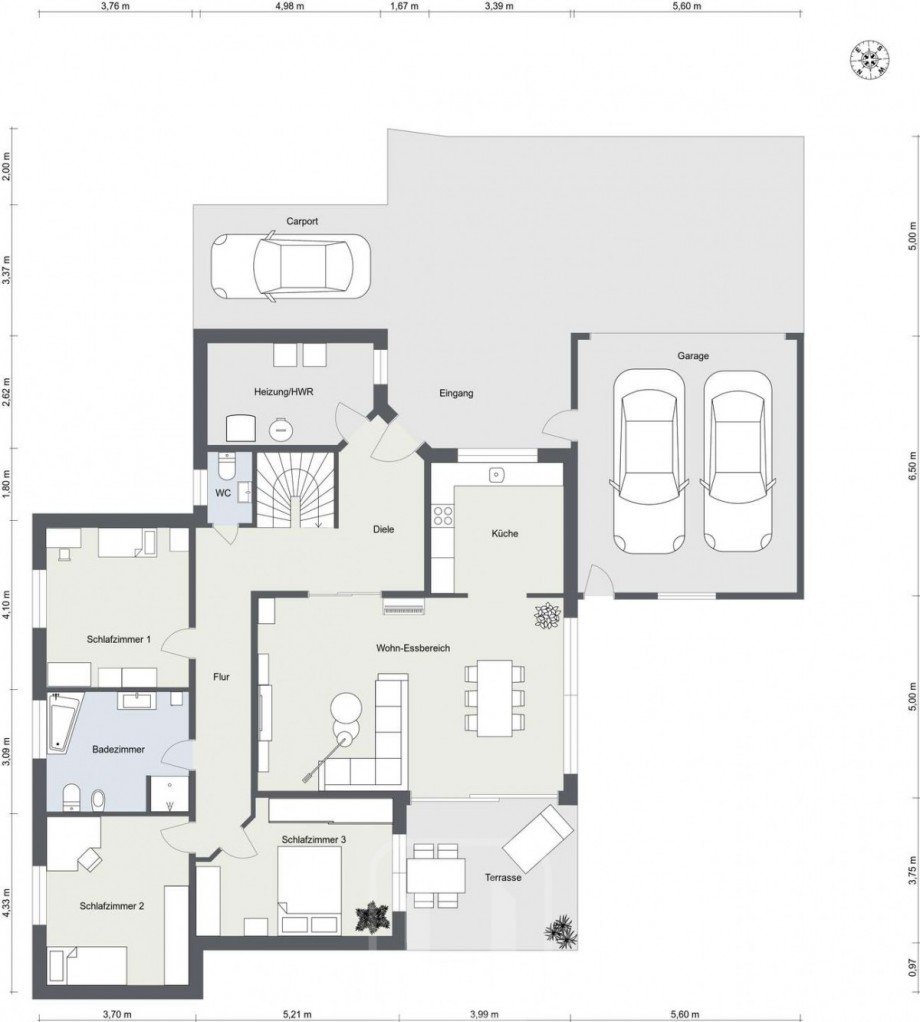 2D-Grundriss Erdgeschoss Bungalow M�ssingen
