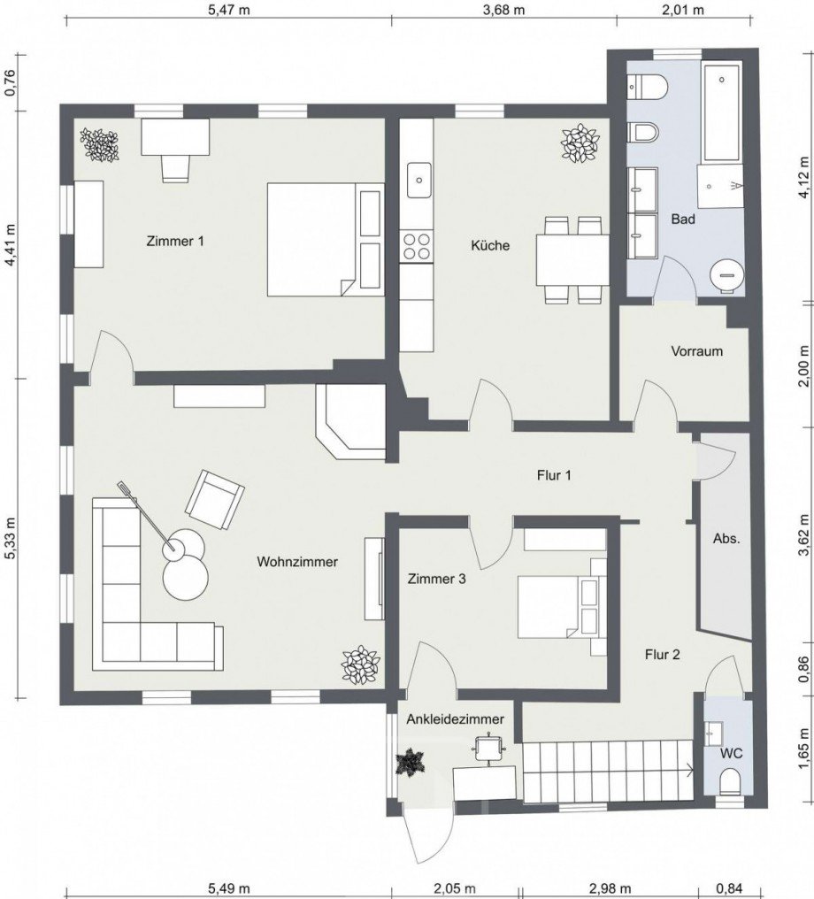 2D Grundriss 1. OG Mehrfamilienhaus Bad Liebenzell