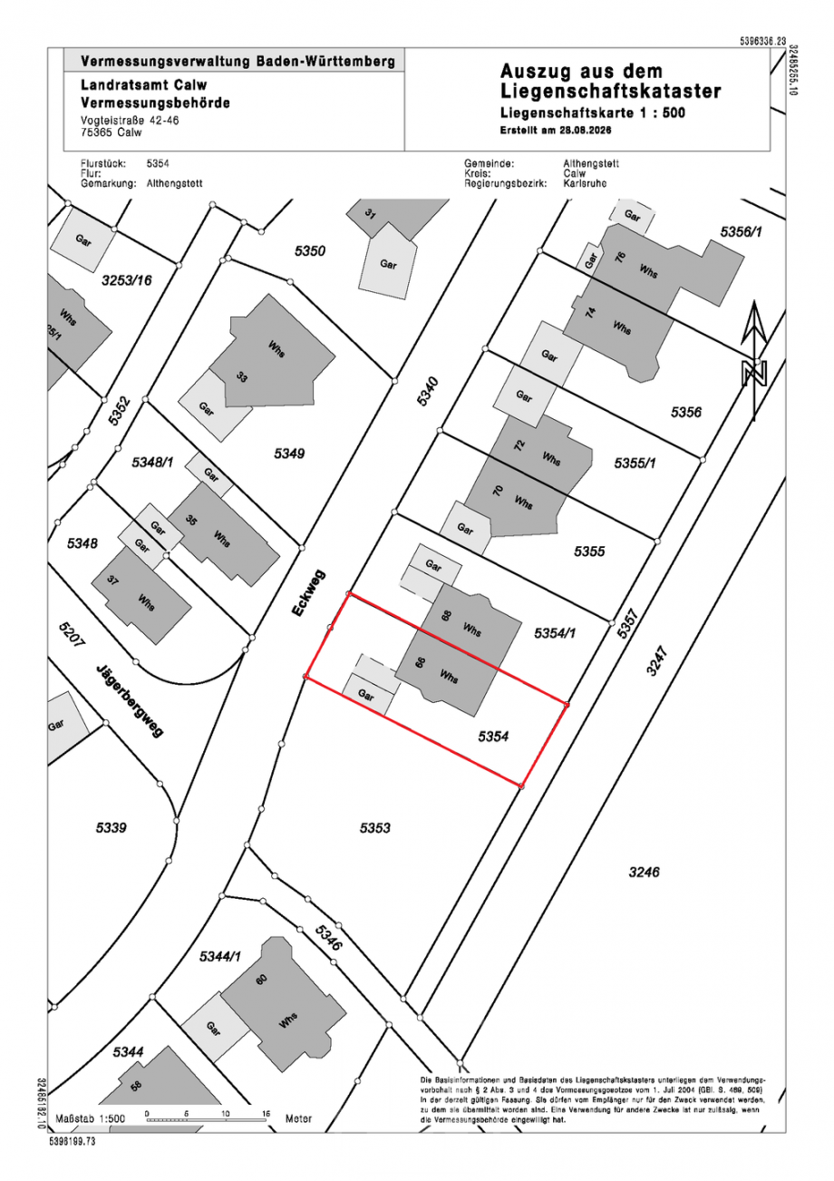 Lageplan Doppelhaush�lfte Althengstett